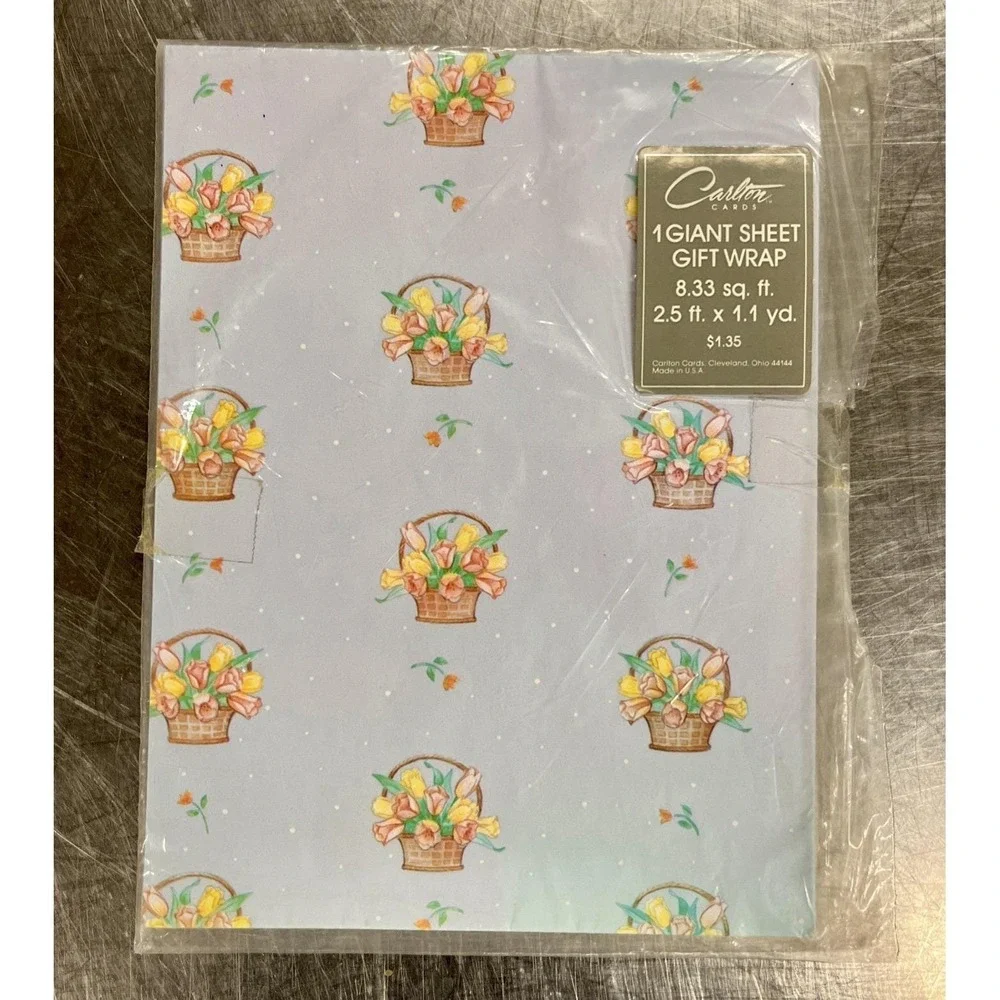 Vintage Carlton All Occasion Floral Flat Gift Wrap 4 Sheets